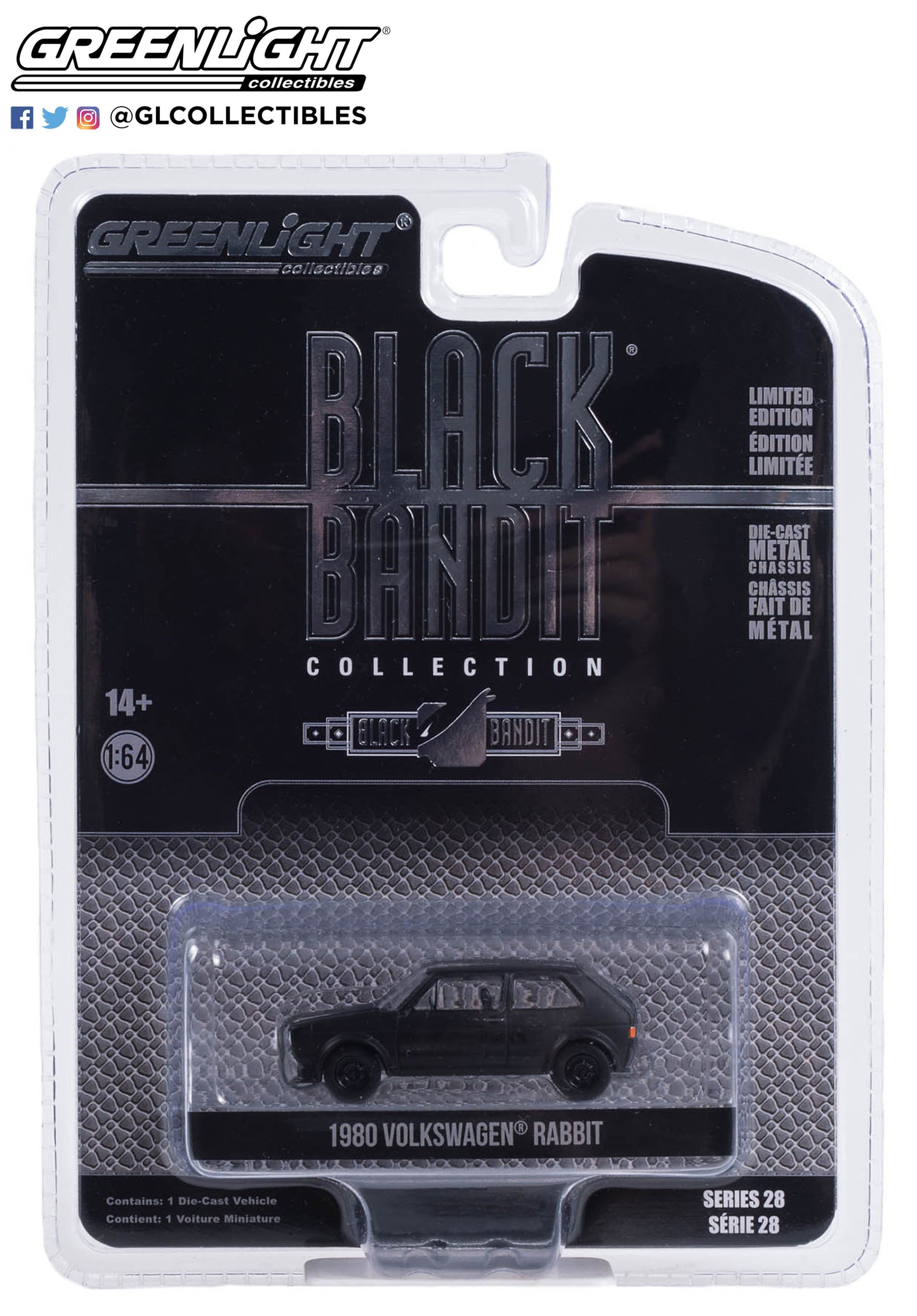 GreenLight 1:64 Black Bandit Series 28 - 1980 Volkswagen Rabbit Widebody - Black Bandit Racing 28130-C