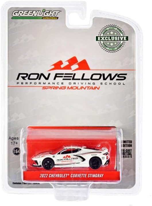 GreenLight 1:64 2022 Chevrolet Corvette C8 Stingray Coupe - White - Ron Fellows Performance Driving School 30367