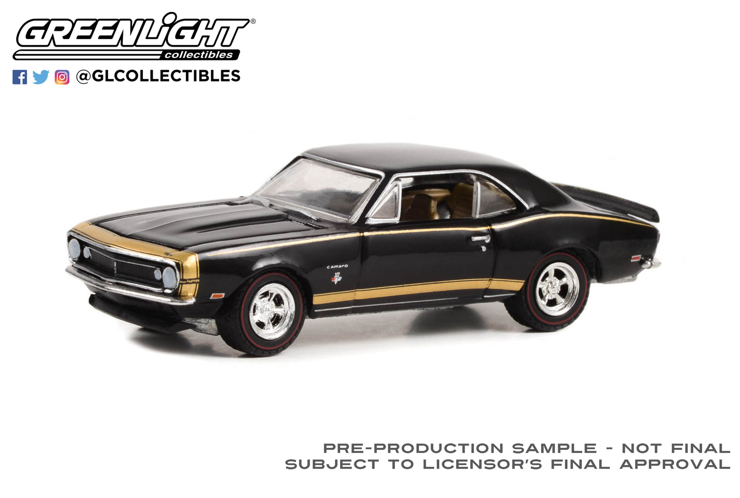 GreenLight 1:64 1967 Chevrolet Camaro - Black Panther - Gorries Chevrolet Oldsmobile Dealer Special, Toronto, Ontario, Canada 30377