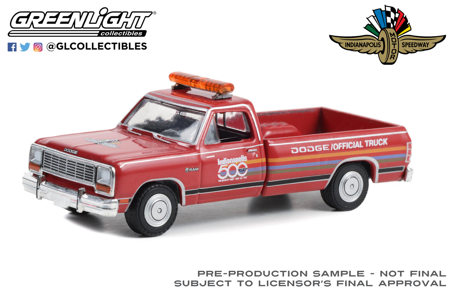 GreenLight 1:64 1987 Dodge Ram D-250 - 71st Annual Indianapolis 500 Mile Race Dodge Official Truck (Hobby Exclusive) 30399