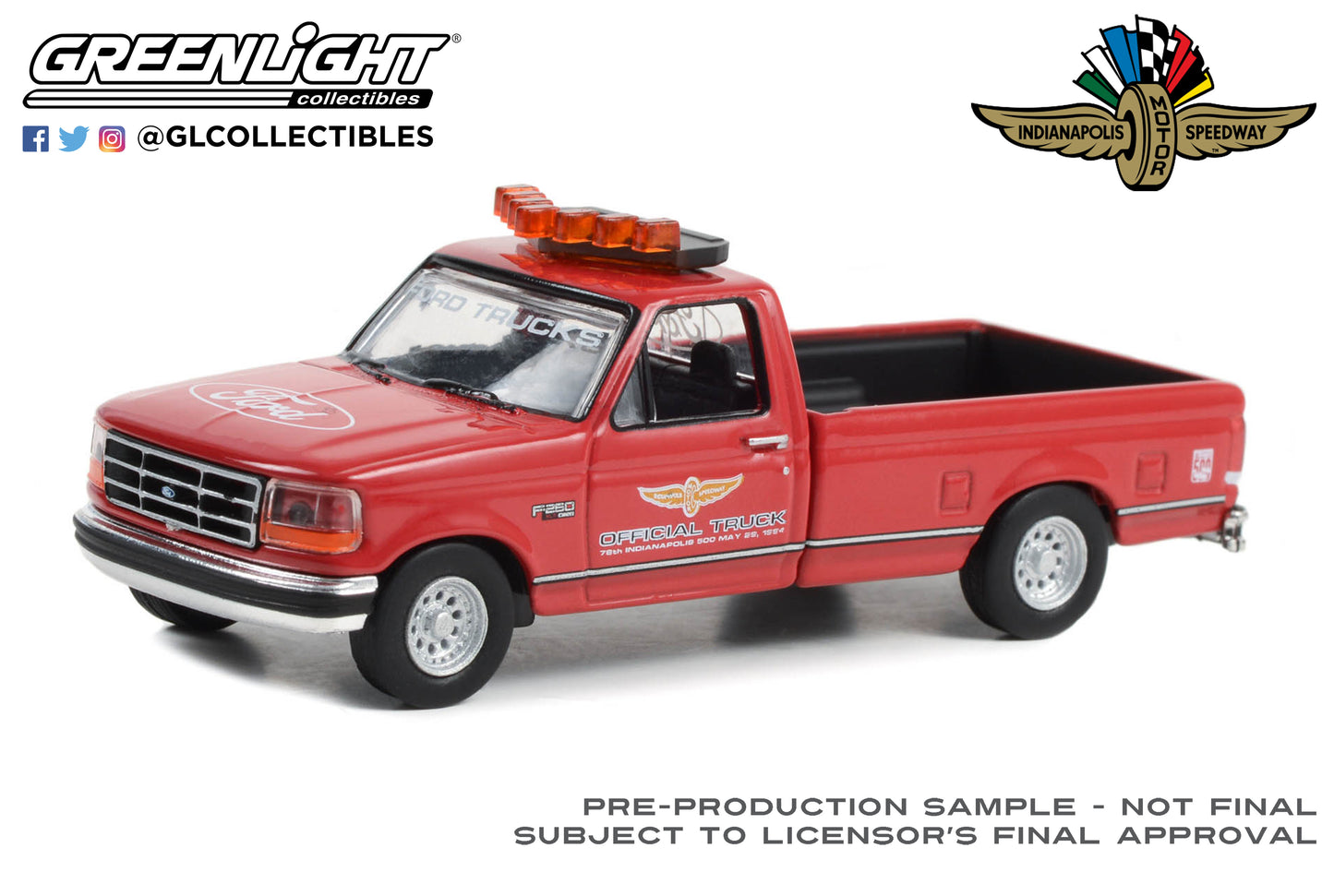 GreenLight 1:64 1994 Ford F-250 - 78th Annual Indianapolis 500 Mile Race Official Truck - Red (Hobby Exclusive) 30400