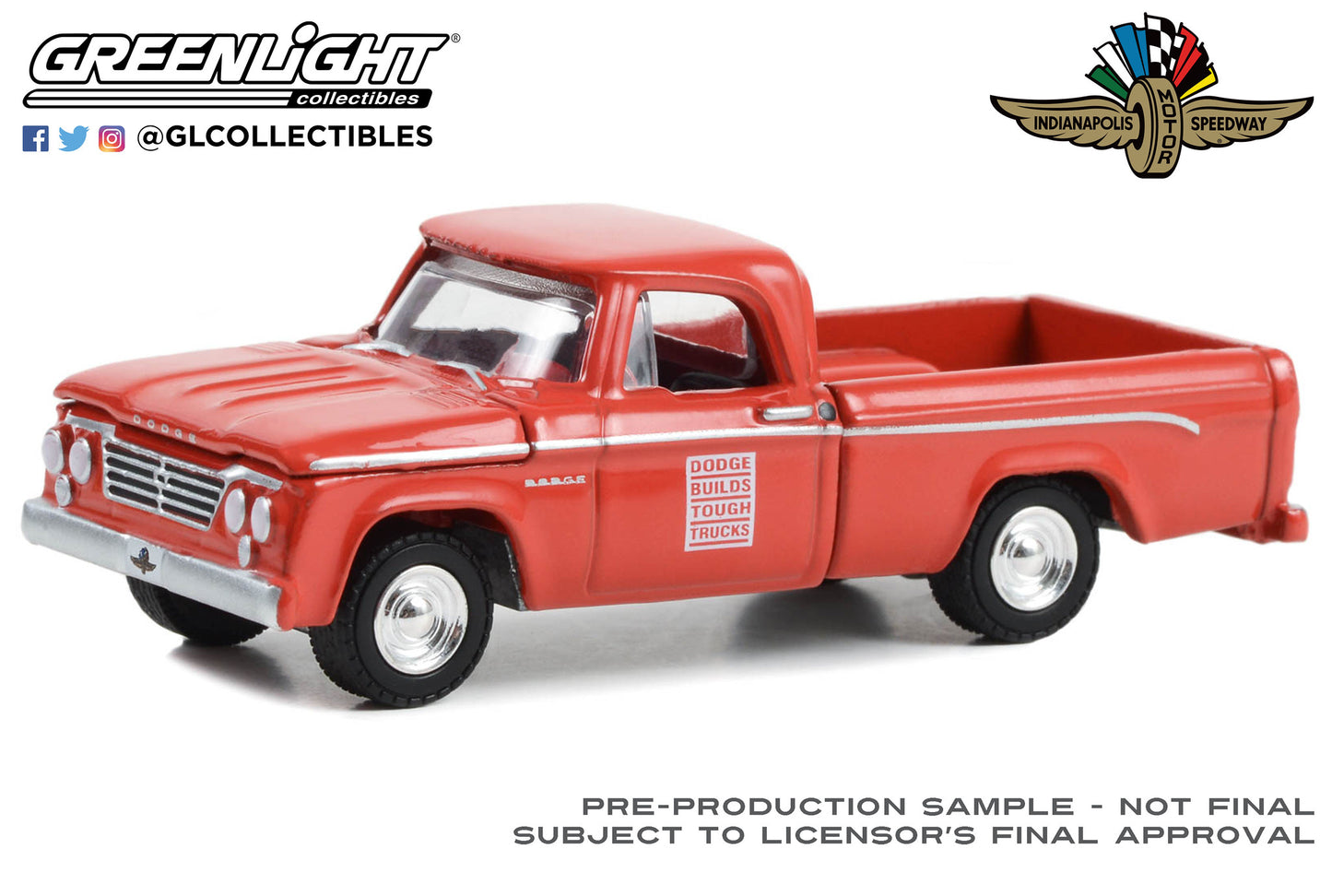 GreenLight 1:64 1963 Dodge D-100 - 47th International 500 Mile Sweepstakes - Indianapolis 500 Official Truck Dodge Builds Tough Trucks (Hobby Exclusive) 30402