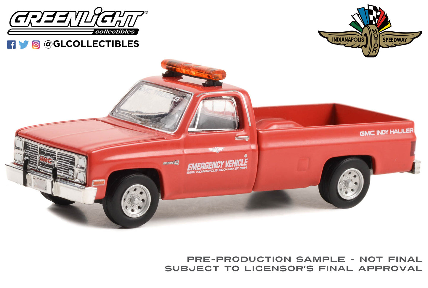 GreenLight 1:64 1984 GMC Sierra - 68th Annual Indianapolis 500 Mile Race Emergency Vehicle ‘GMC Trucks’ (Hobby Exclusive) 30408