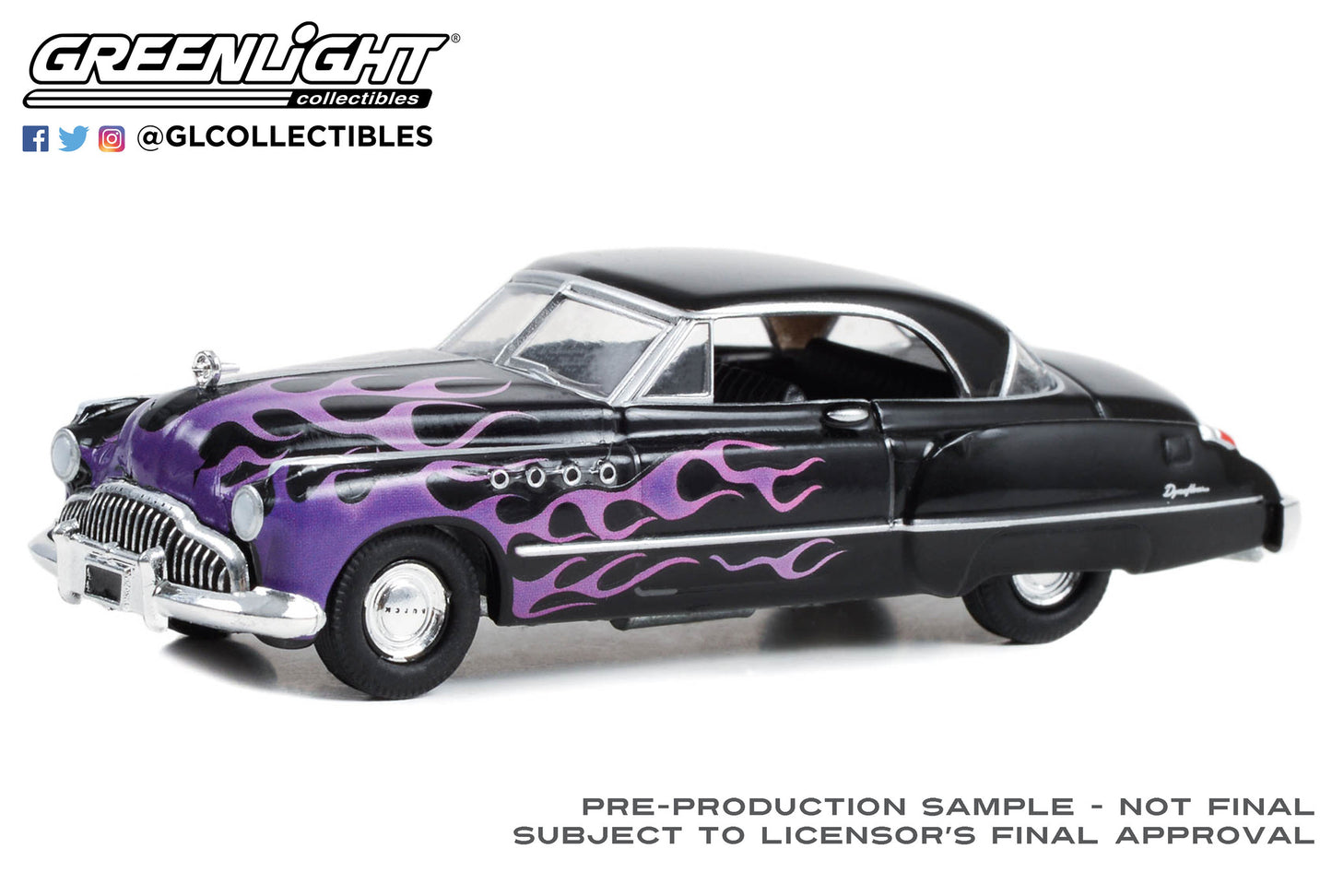 GreenLight 1:64 Flames The Series - 1949 Buick Roadmaster Hardtop - Black with Flames 30432