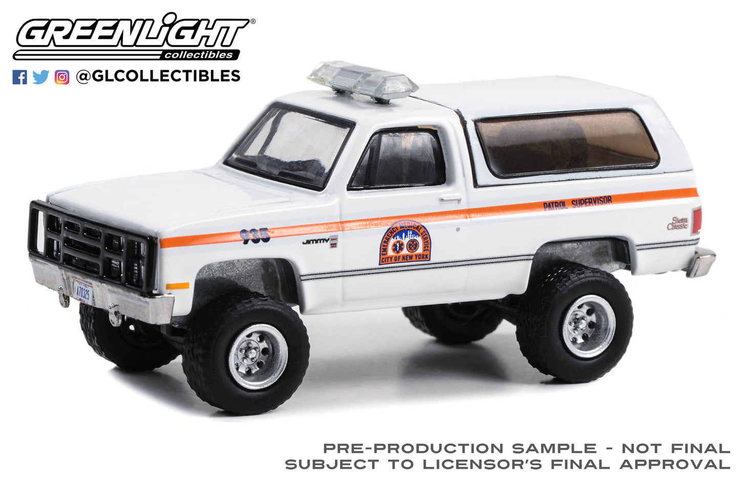GreenLight 1:64 First Responders - 1986 GMC Jimmy - NYC EMS (City of New York Emergency Medical Service) Patrol Supervisor (Hobby Exclusive) 30445