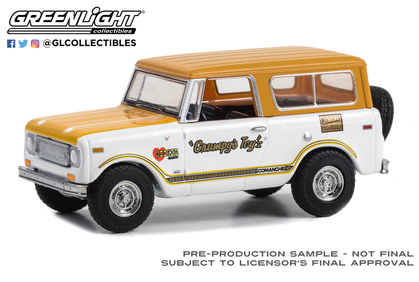 GreenLight 1:64 1971 Scout Comanche - Bill Jenkins Grumpy s Toy Hooker Headers, Jenkins Competition 30465