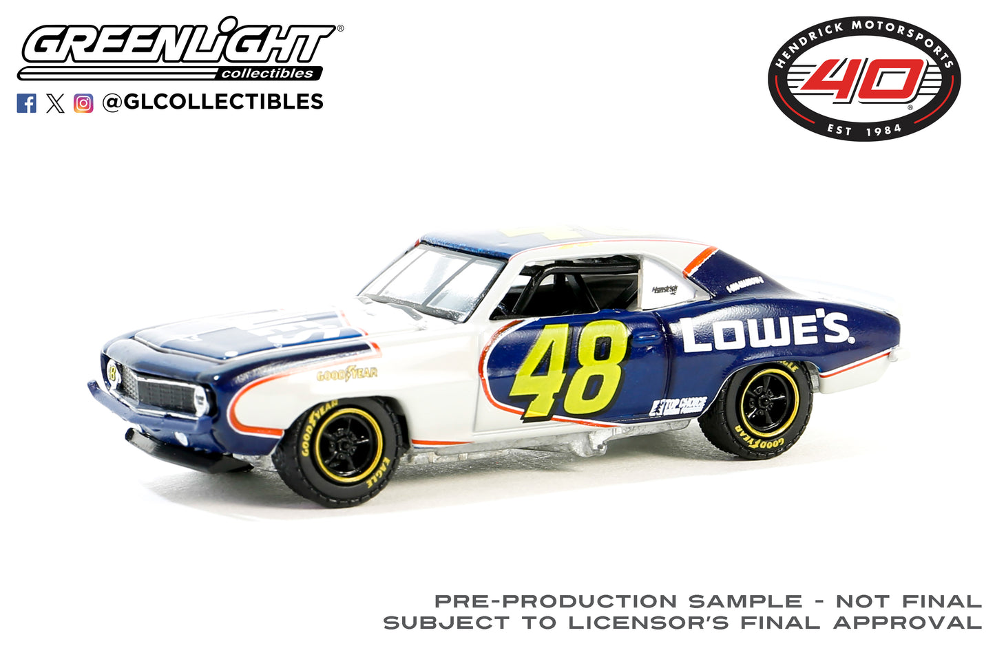 GreenLight 1:64 1969 Chevrolet Camaro - Jimmie Johnson / Hendrick Motorsports First Win Tribute - April 28, 2002 - San Bernardino County, CA (Hobby Exclusive) 30493