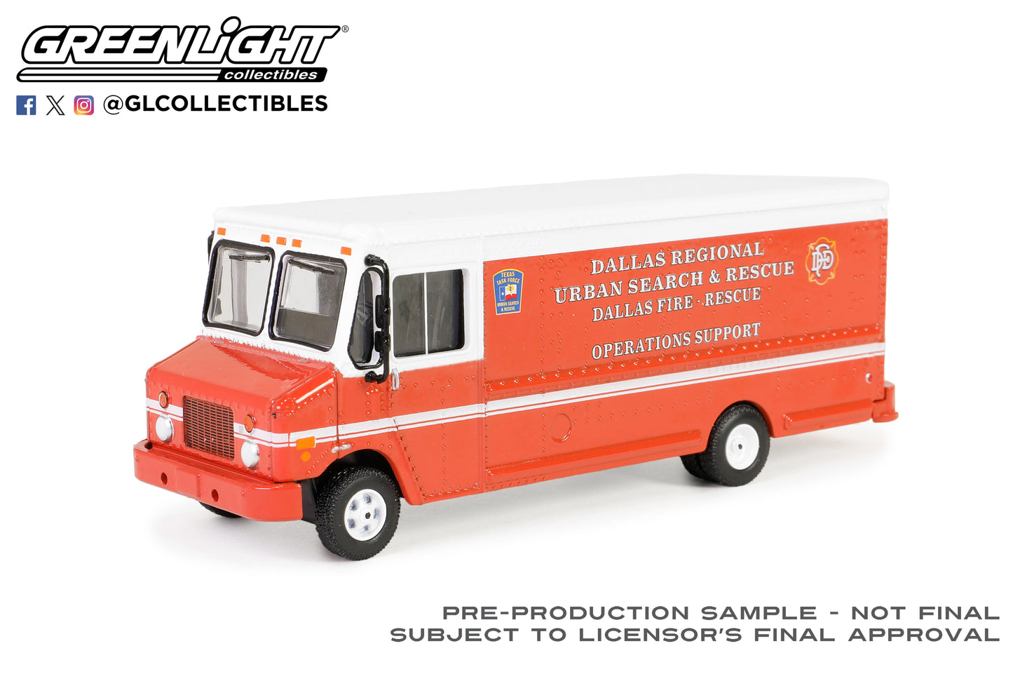 GreenLight 1:64 H.D. Trucks Series 25 - 2019 Step Van - Dallas Regional Urban Search & Rescue - Rescue Operations Support - Dallas Fire Department, Dallas, Texas 33250-B
