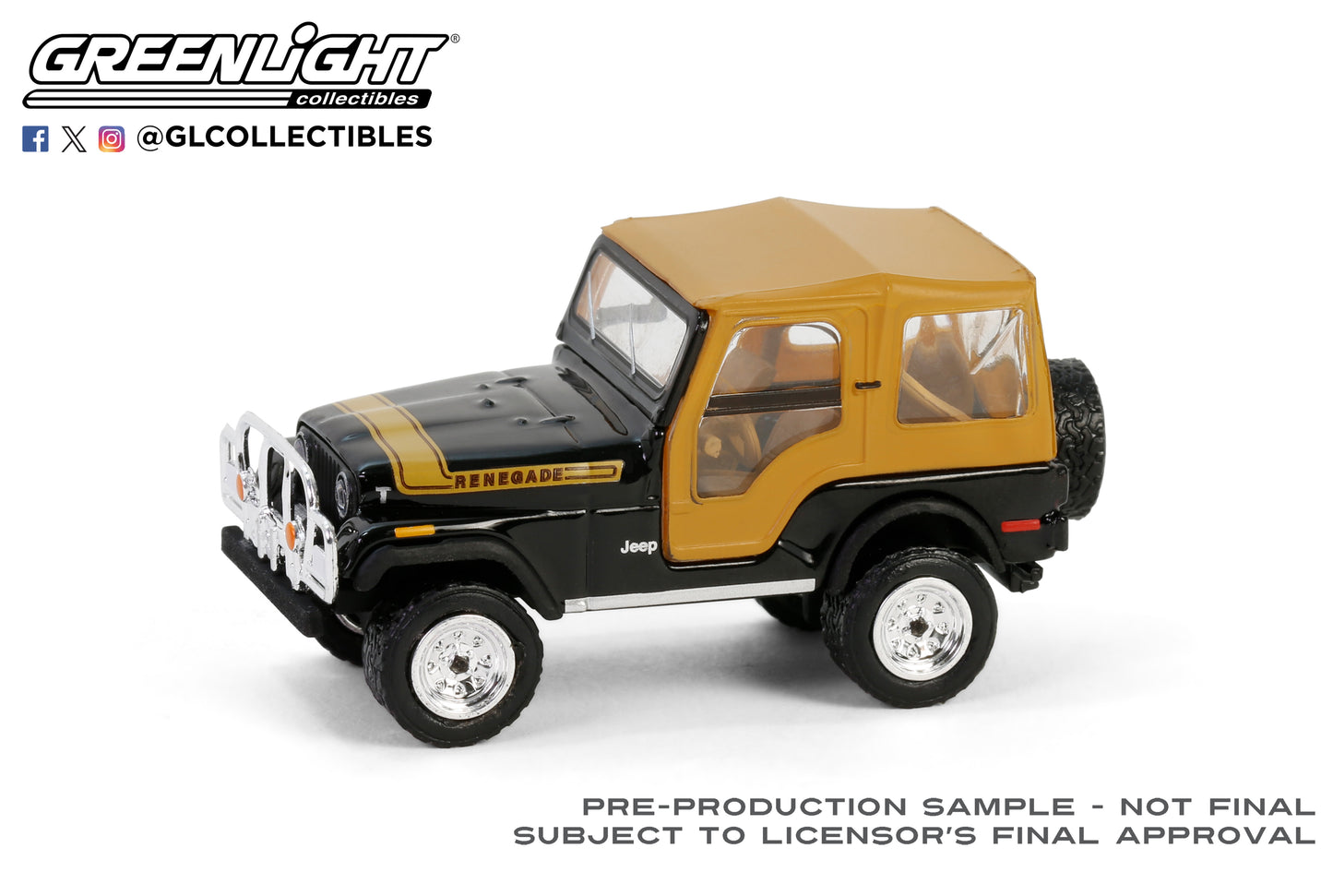 GreenLight 1:64 All-Terrain Series 16 - 1976 Jeep CJ-5 Renegade Lifted with Off-Road Bumper - Black 35290-C