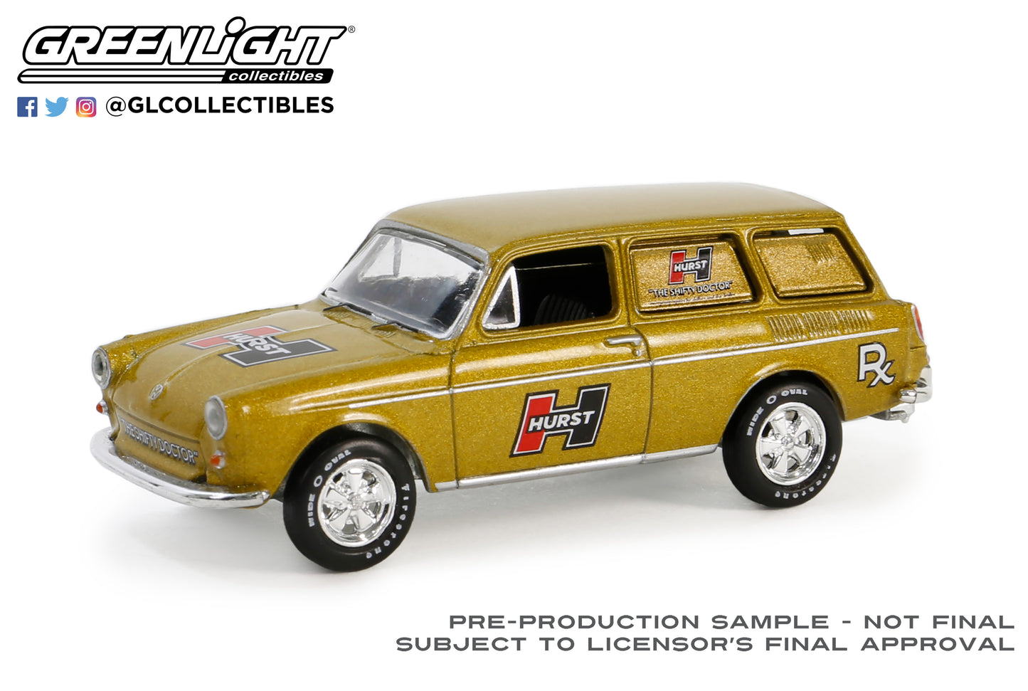 GreenLight 1:64 Club Vee-Dub Series 19 - 1969 Volkswagen Type 3 Squareback Panel – Hurst 36100-B