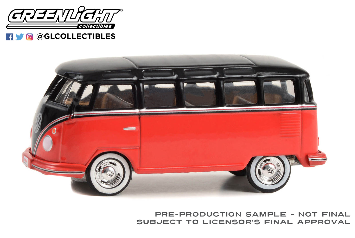 GreenLight 1:64 Barrett-Jackson Series 12 - 1956 Volkswagen 23-Window Microbus (Lot #1438.1) - Red and Black with Tan Interior 37290-B