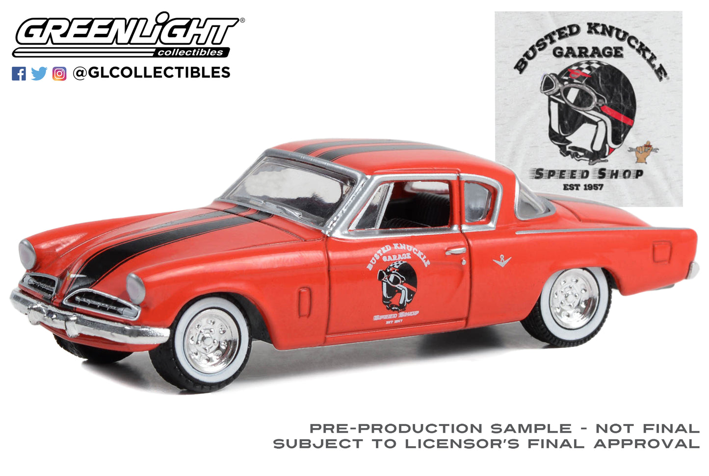 GreenLight 1:64 Busted Knuckle Garage Series 2 - 1954 Studebaker Commander Starliner “Busted Knuckle Garage Speed Shop” 39120-B