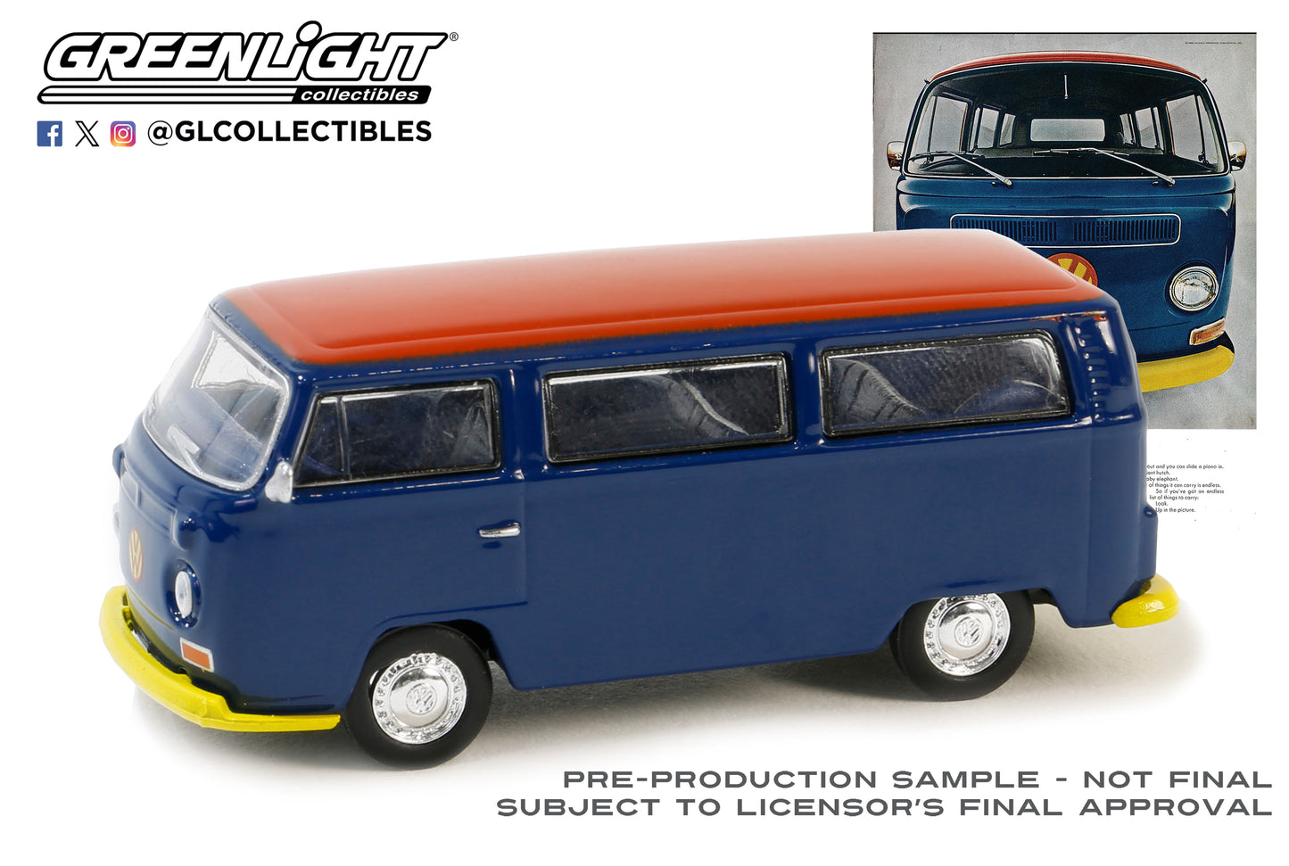 GreenLight 1:64 Vintage Ad Cars Series 10 - 1968 Volkswagen Type 2 T2 39140-D