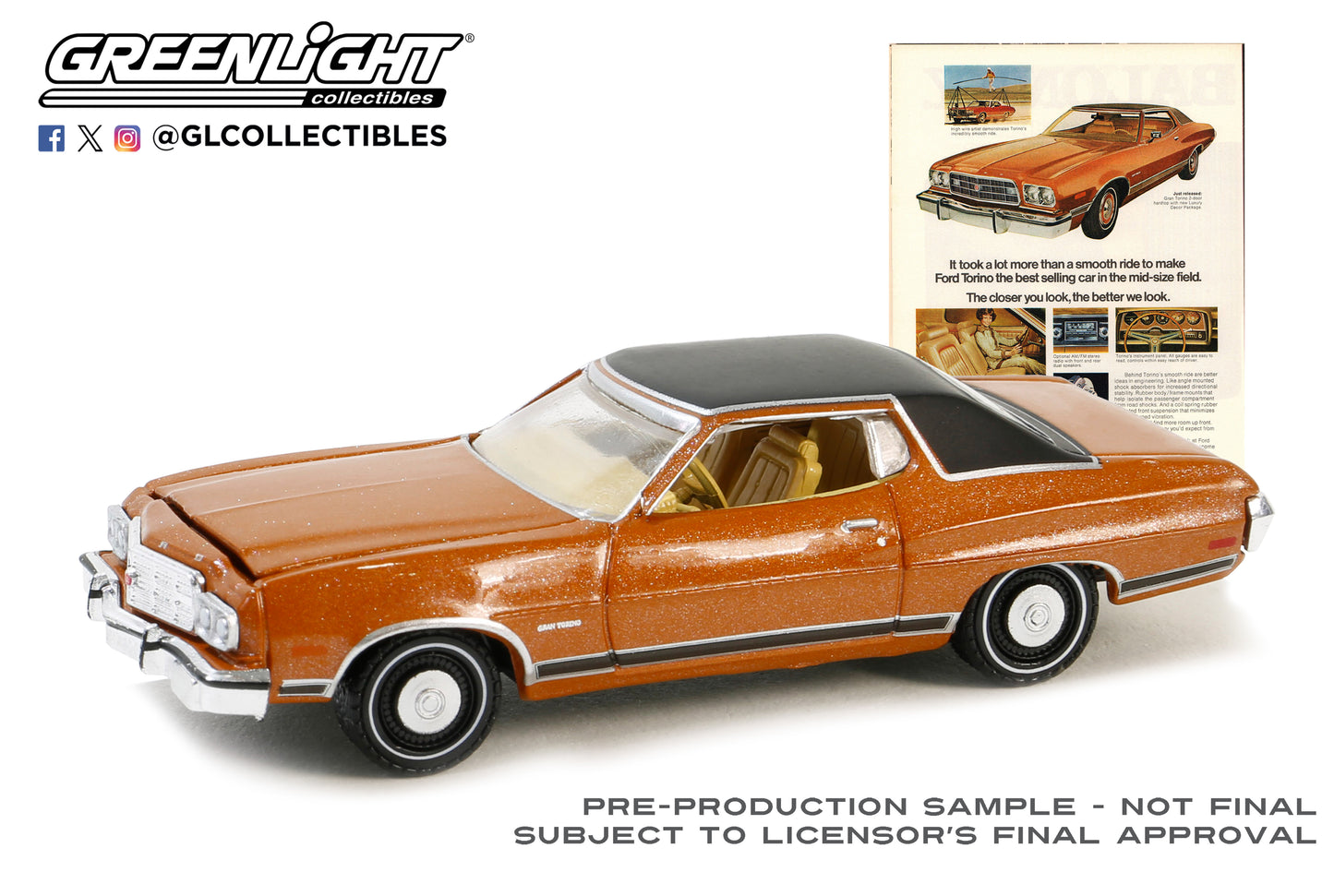 GreenLight 1:64 Vintage Ad Cars Series 10 - 1973 Ford Gran Torino 39140-E