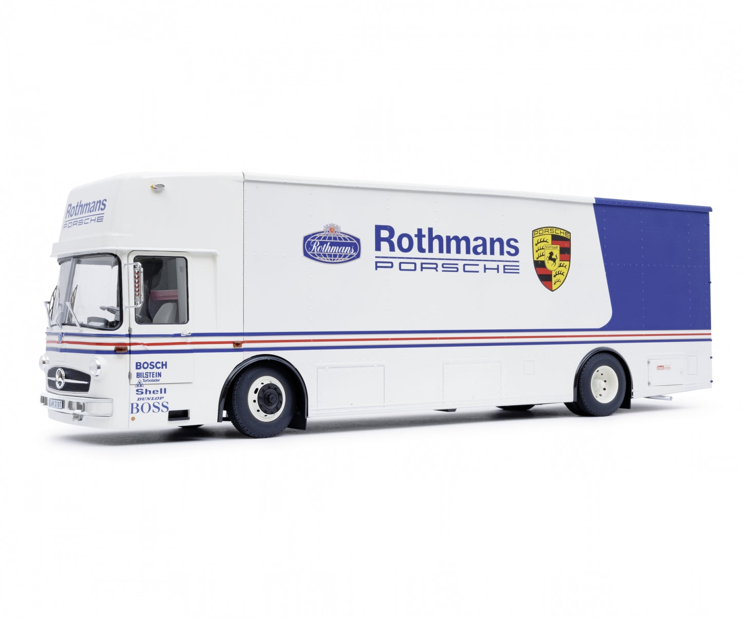 Schuco 1:18 Mercedes-Benz O317 transport Team LKW Porsche Rothmans 1984 450032800