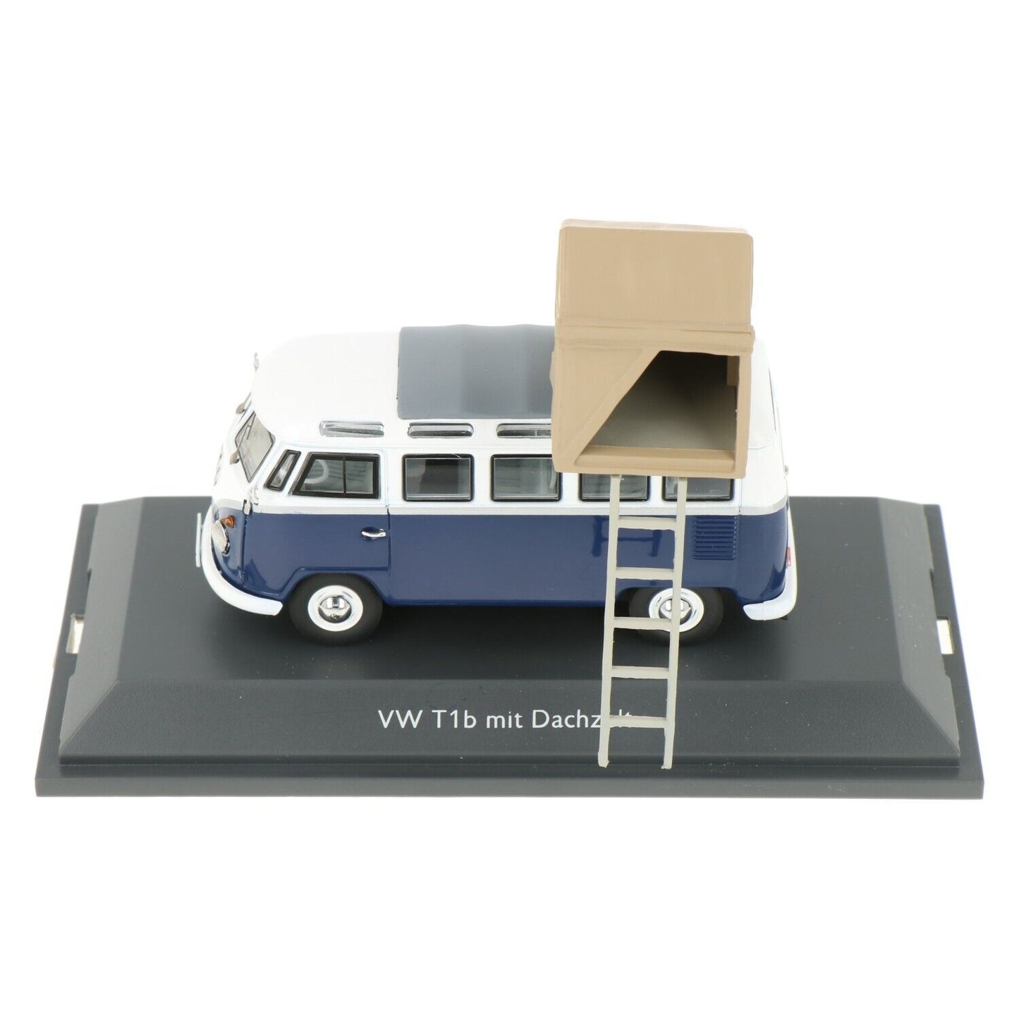 Schuco 1:43 Volkswagen T1b Samba blue/white with rooftop tent 450377800