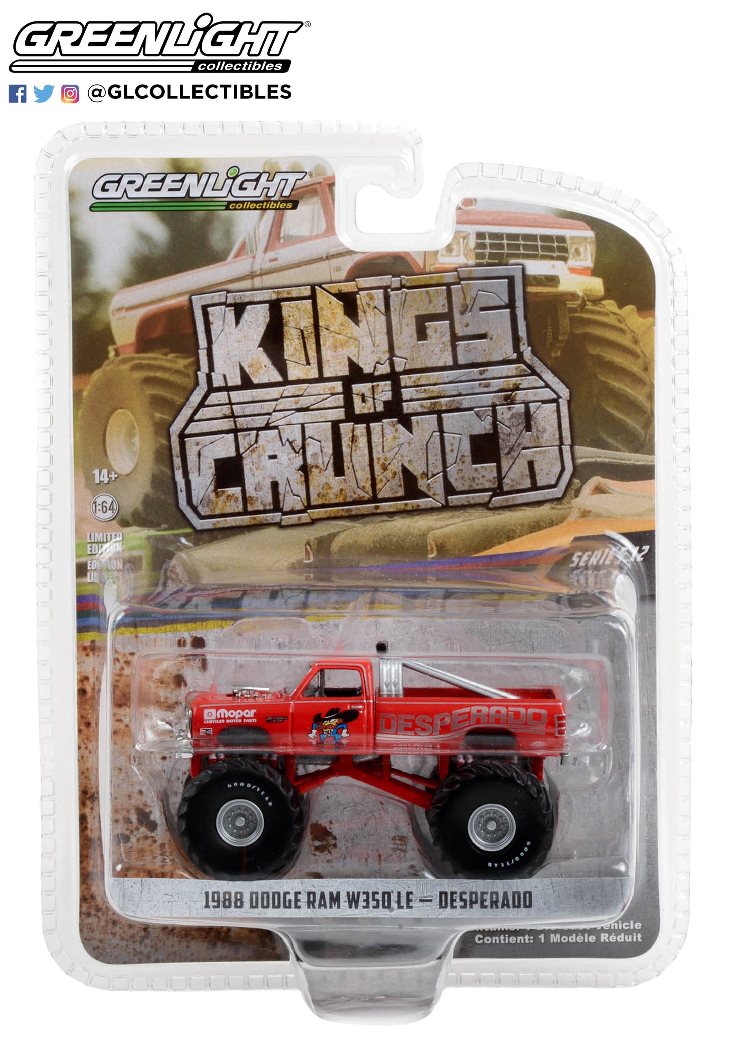 GreenLight 1:64 Kings of Crunch Series 12 - Desperado - 1988 Dodge Ram W350 LE 49120-B