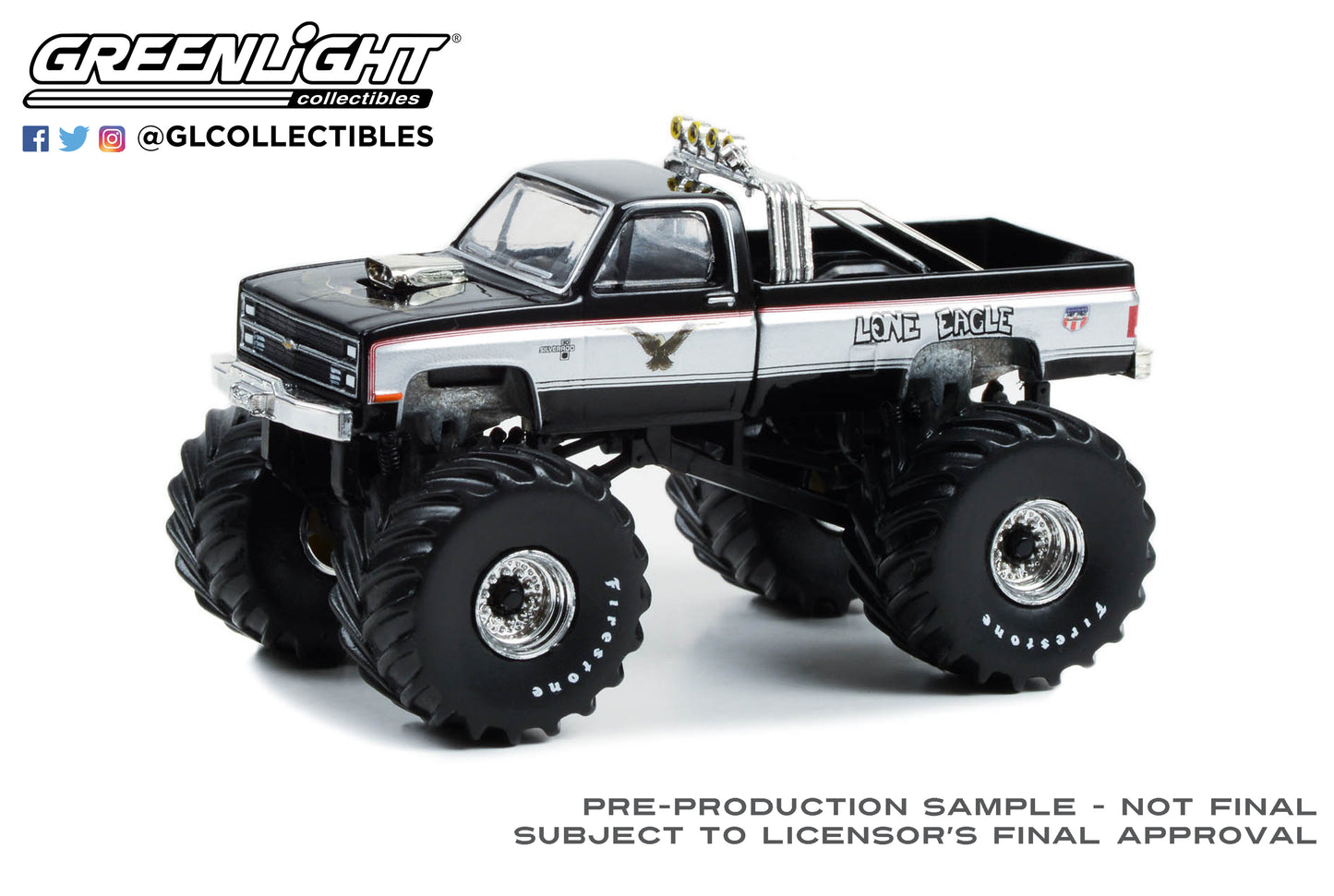 GreenLight 1:64 Kings of Crunch Series 12 - Lone Eagle - 1984 Chevrolet K-30 Silverado Monster Truck 49120-E