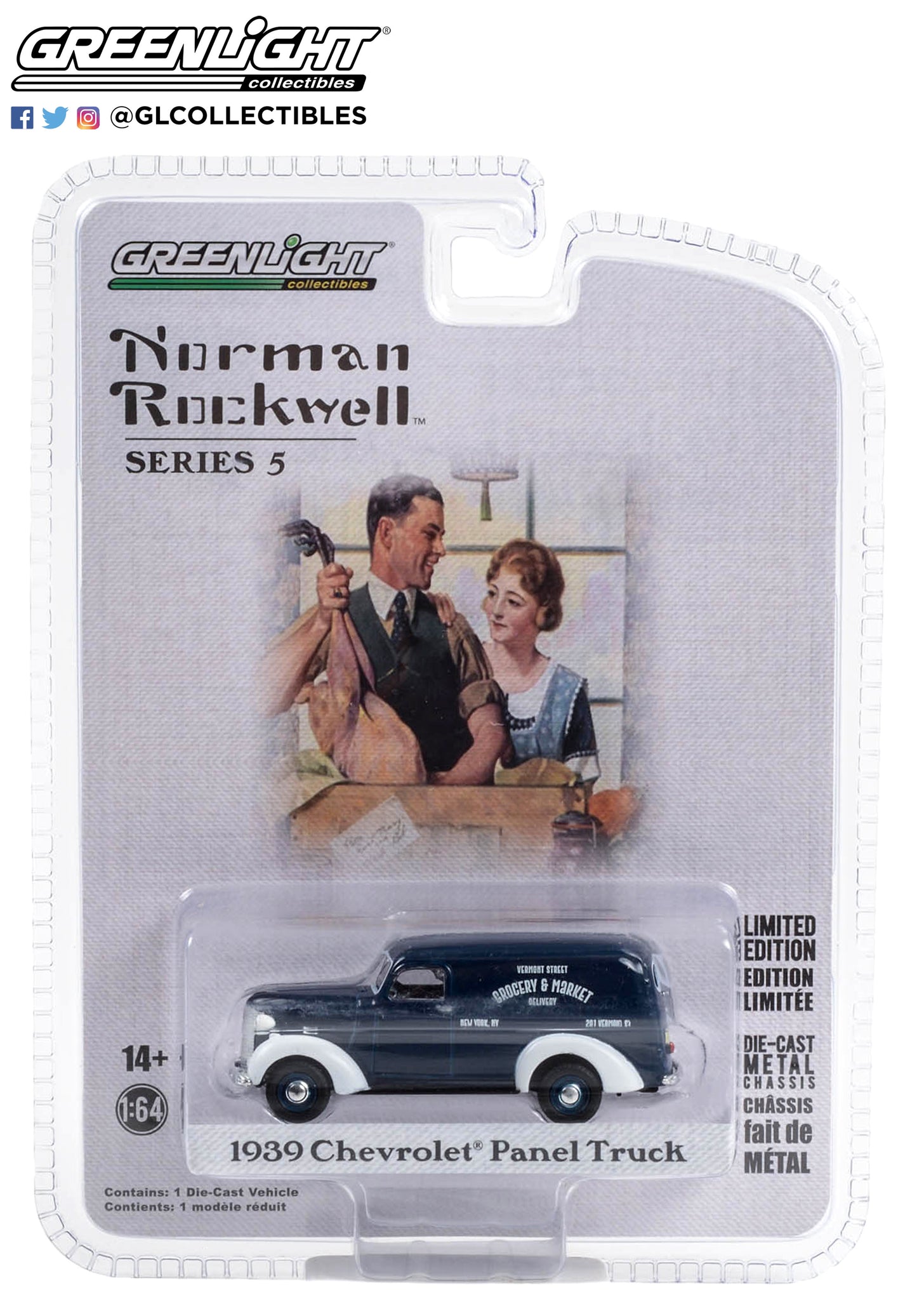 GreenLight 1:64 Norman Rockwell Series 5 - 1939 Chevrolet Panel Truck - Grocery & Market Delivery 54080-A