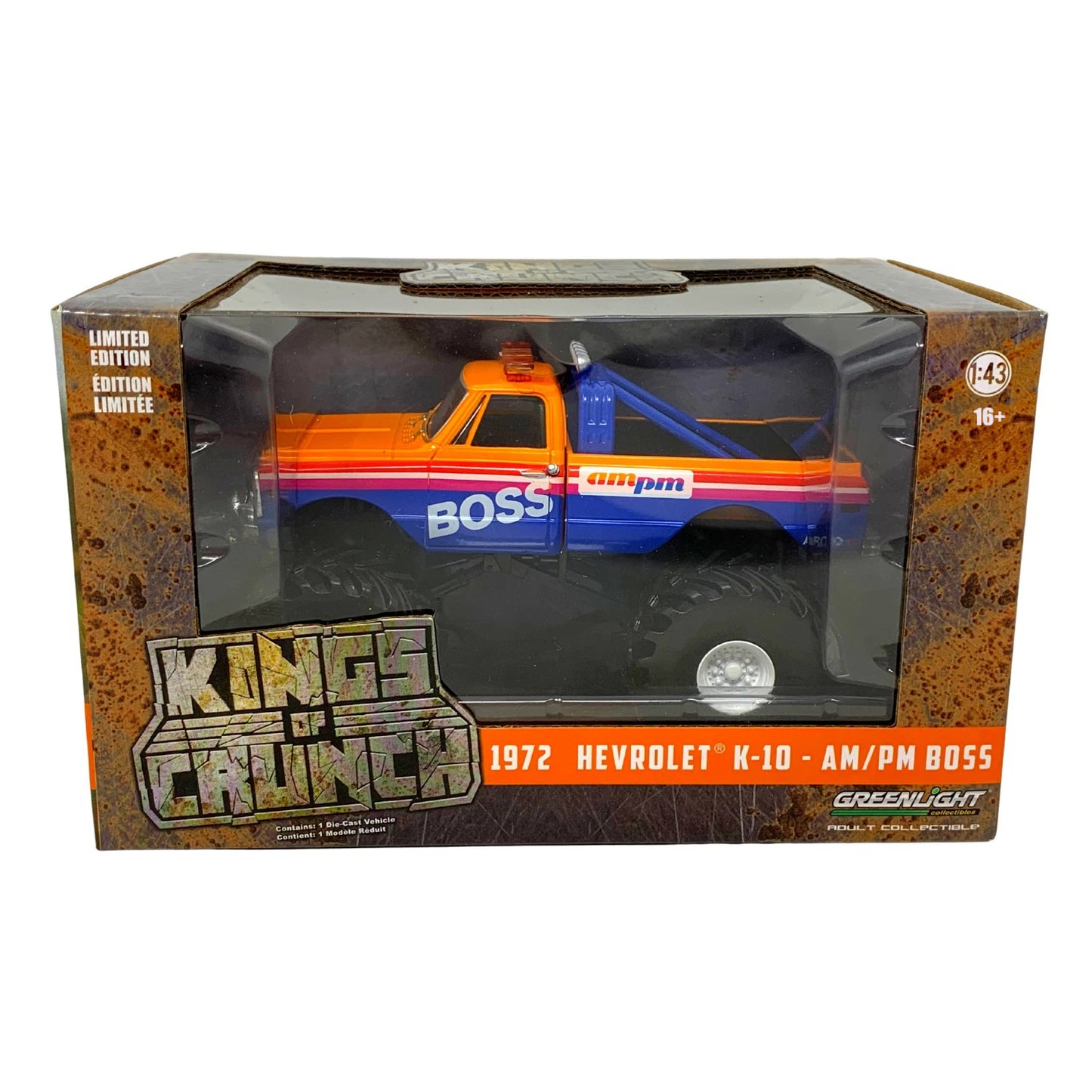 GreenLight 1:43 Kings of Crunch - AM/PM Boss - 1972 Chevrolet K-10 Monster Truck (with 66-Inch Tires) 88021