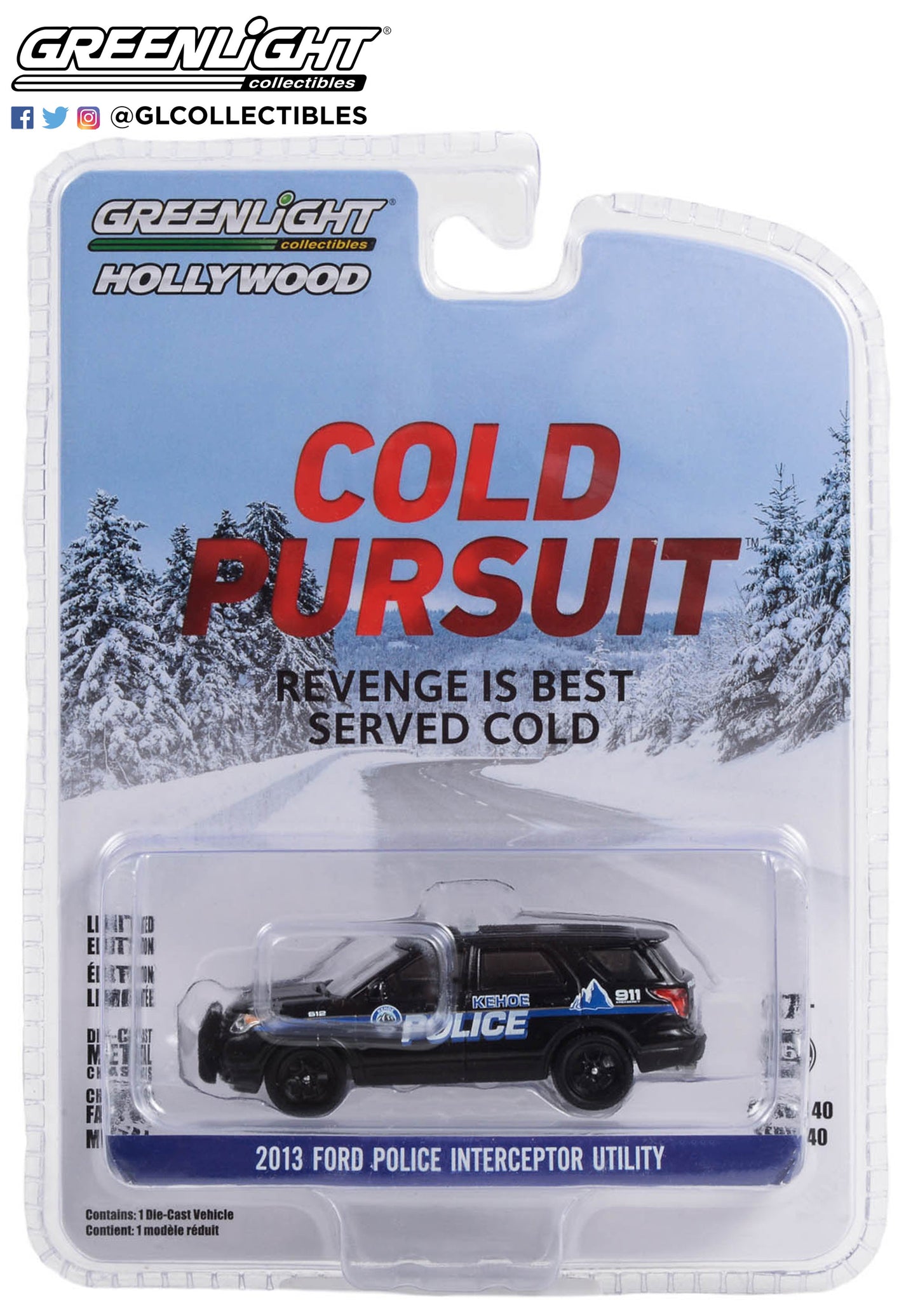 GreenLight 1:64 Hollywood Series 40 - Cold Pursuit (2019) - 2013 Ford Police Interceptor Utility - Kehoe Police Department, Kehoe, Colorado 62010-F