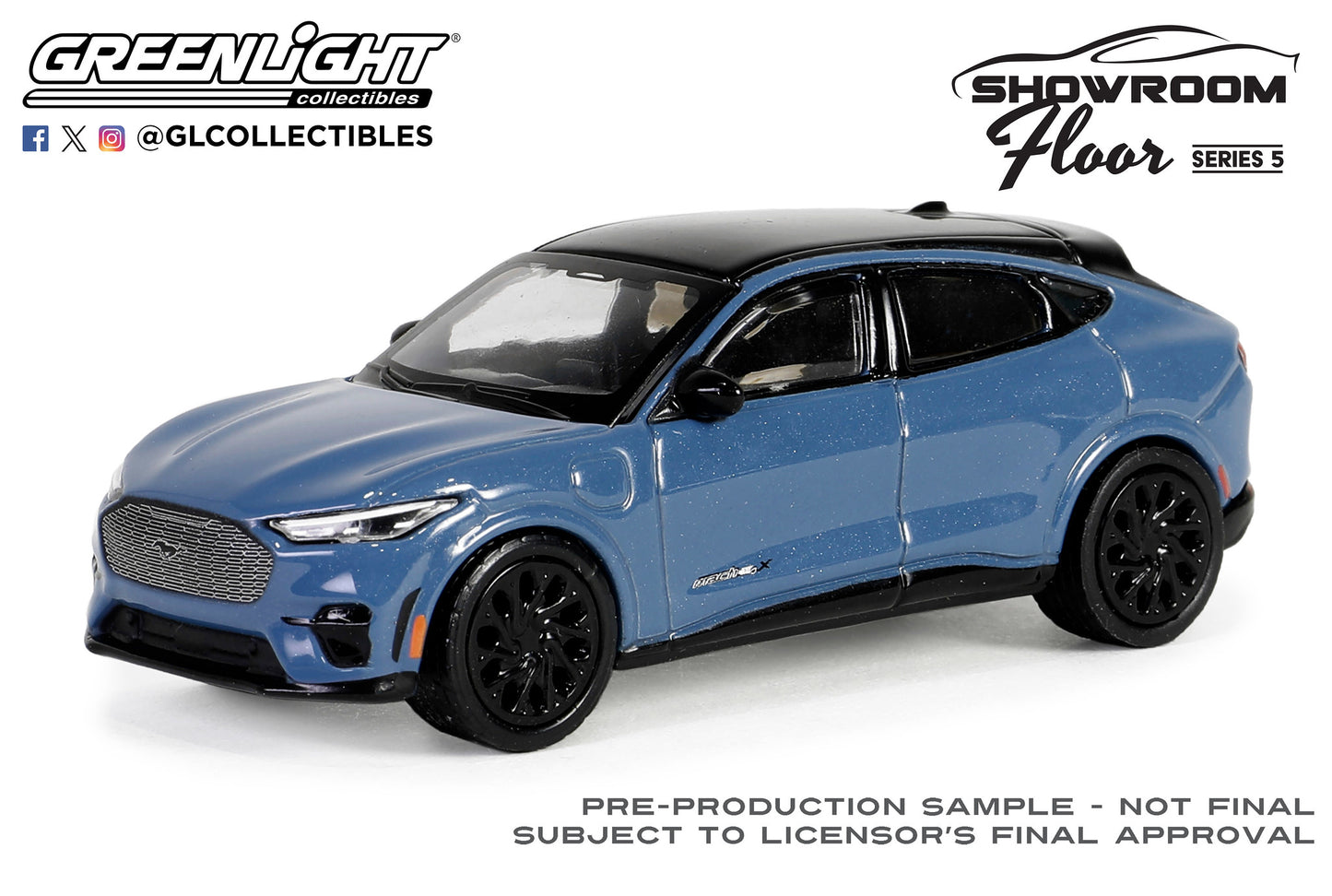 GreenLight 1:64 Showroom Floor Series 5 - 2023 Ford Mustang Mach-E GT Performance Edition with Mustang Nite Pony Package – Vapor Blue 68050-F
