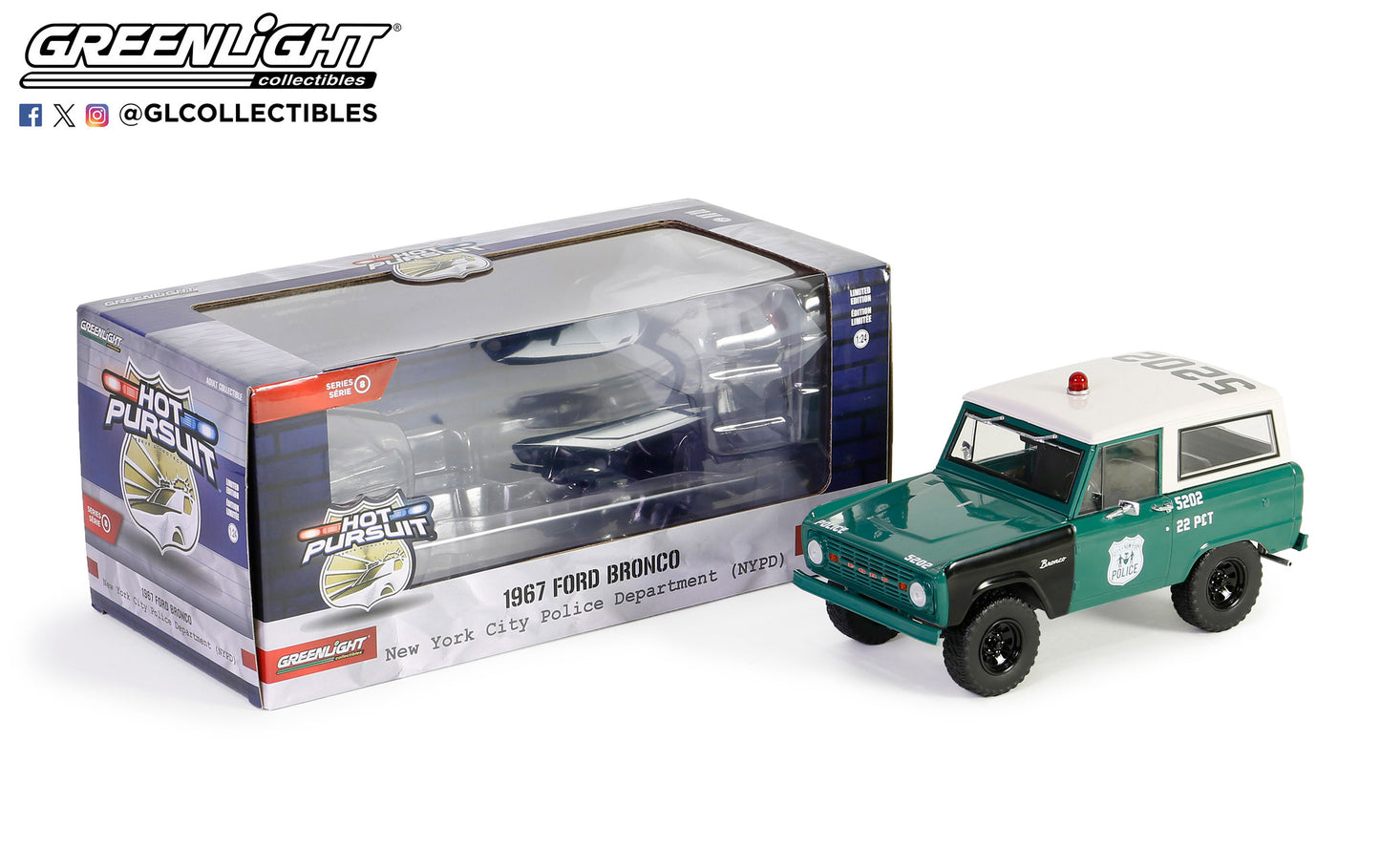GreenLight 1:24 Hot Pursuit - 1967 Ford Bronco - New York City Police Department (NYPD) 85581