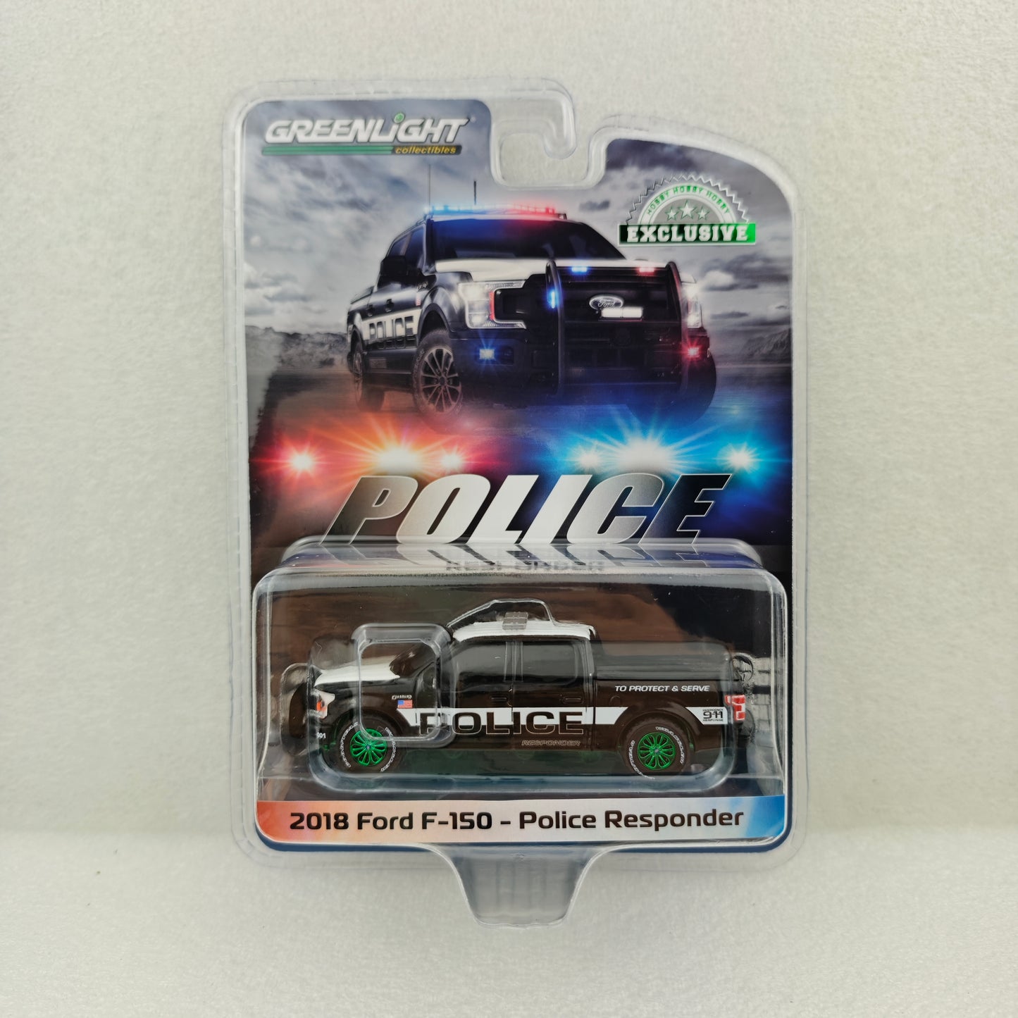 GreenLight Green Machine 1:64 2018 Ford F-150 Police Responder - To Protect & Serve (Hobby Exclusive) 30450