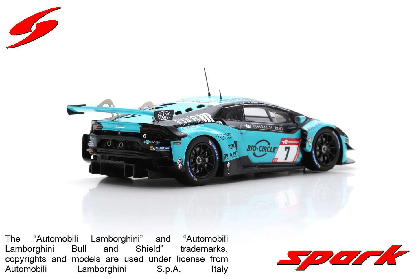 Spark 1:43 Lamborghini Huracan GT3 EVO No.7 Konrad Motorsport 24H Nürburgring 2023 A.Jefferies - Y.Buurman - D.Soufi - P.Lefterov SG919