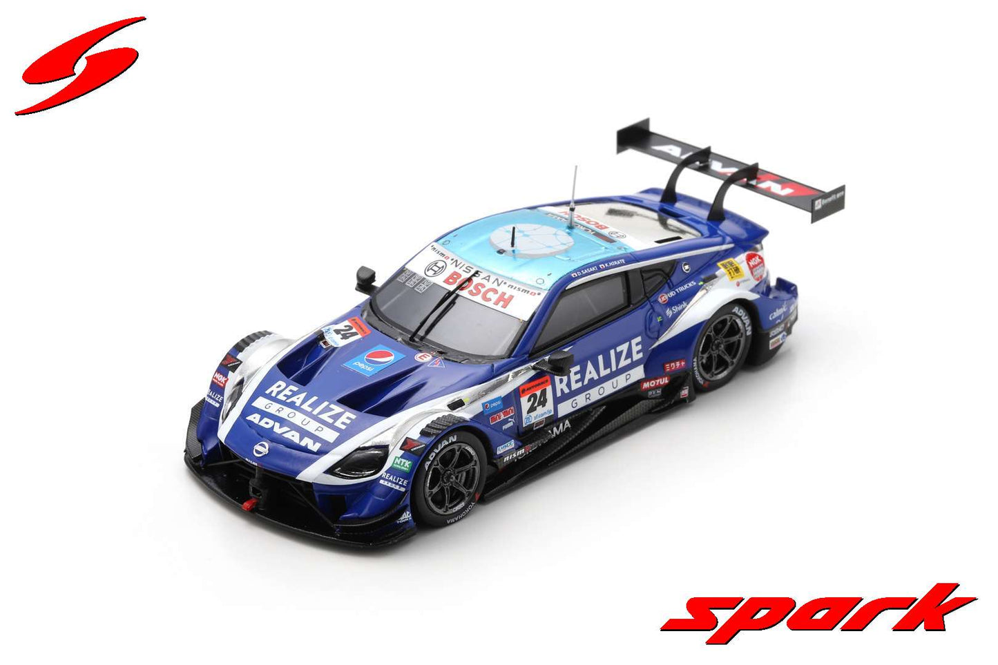 Spark 1:43 REALIZE Corporation ADVAN Z No.24 KONDO RACING Nissan Z GT500 SUPER GT 2023 Daiki Sasaki - Kohei Hirate SGT059