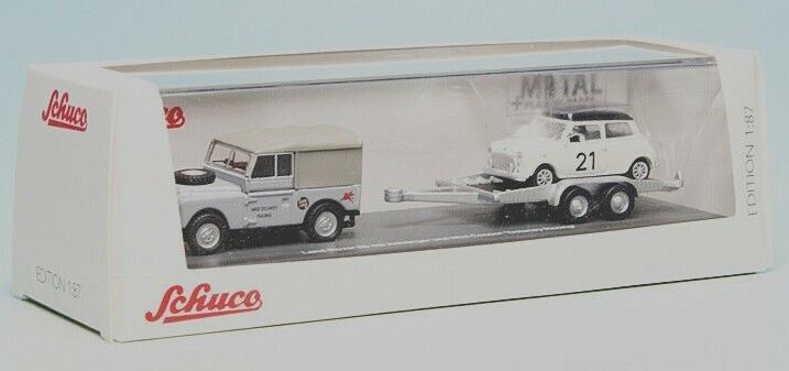 Schuco 1/87 Land Rover I with trailer and Mini #21 452632700