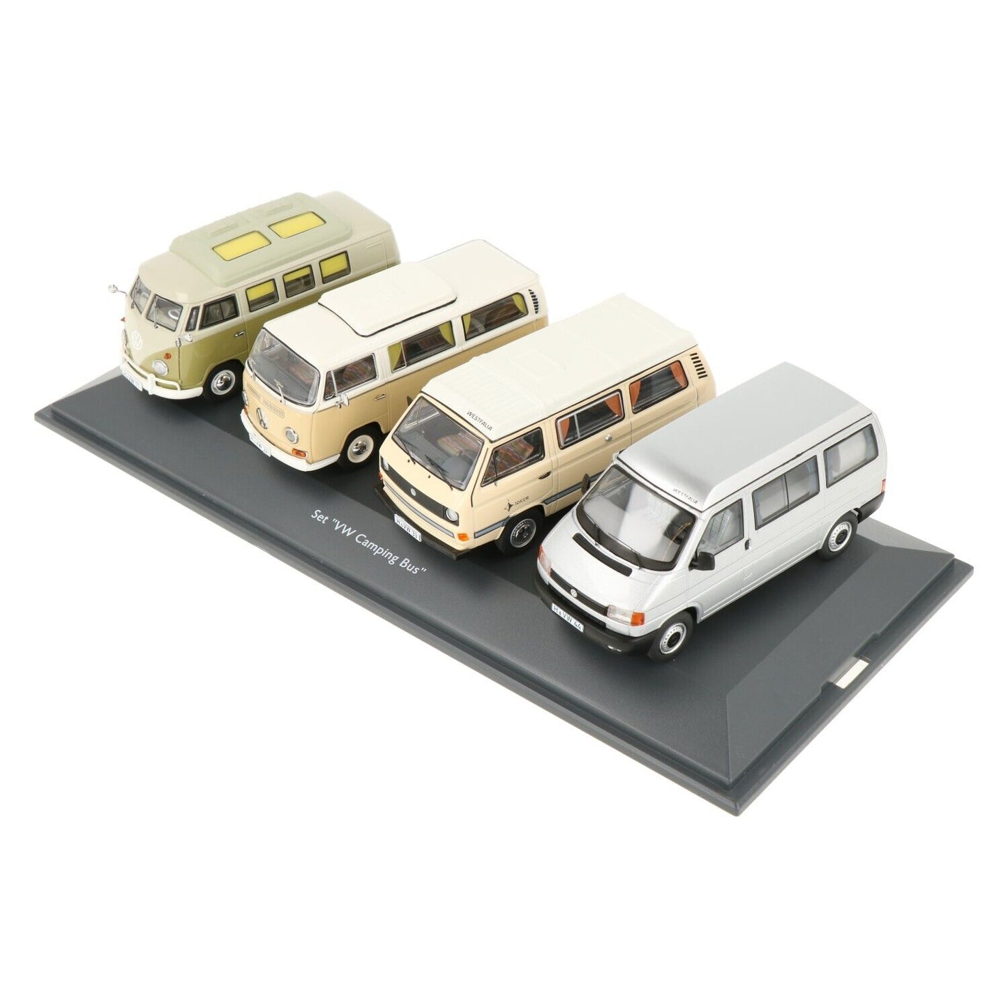 Schuco 1:43 Volkswagen T1B T2A T3A T4A Camping Bus Set Camper 450359100