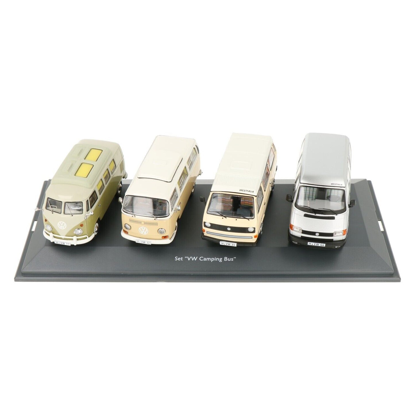Schuco 1:43 Volkswagen T1B T2A T3A T4A Camping Bus Set Camper 450359100
