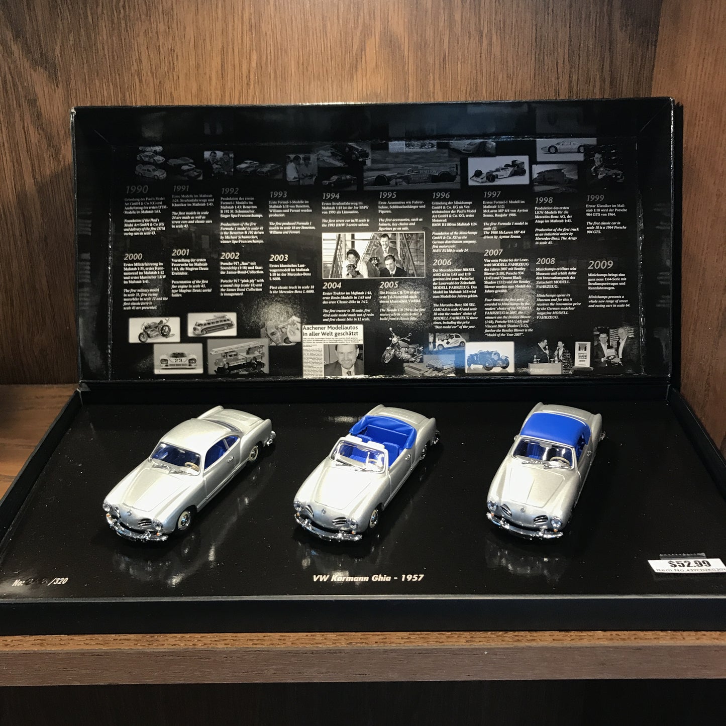 Minichamps 1:43 1990-2010 Volkswagen Karmann Ghia 1957 20 Years 3 Car Set 432051023