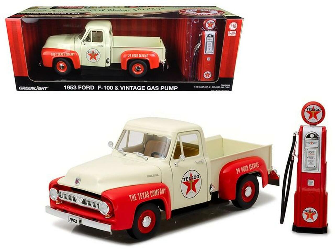 GreenLight 1:18 1953 Ford F-100 Texaco with Vintage Texaco Gas Pump 12991