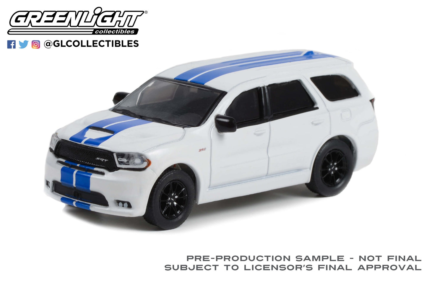 GreenLight 1:64 GreenLight Muscle Series 27 - 2019 Dodge Durango SRT - White with Blue Stripes 13320-E