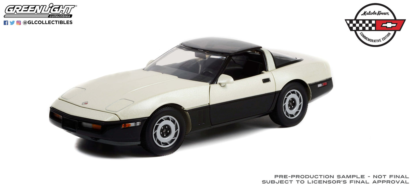 GreenLight 1:18 1986 Chevrolet Corvette C4 - Dual-Tone Black and Silver Beige - Malcolm Konner Commemorative Edition 13632