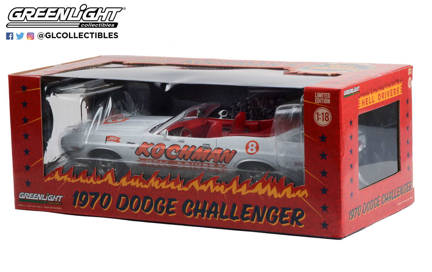 GreenLight 1:18 1970 Dodge Challenger Convertible - Kochman Hell Drivers 13633