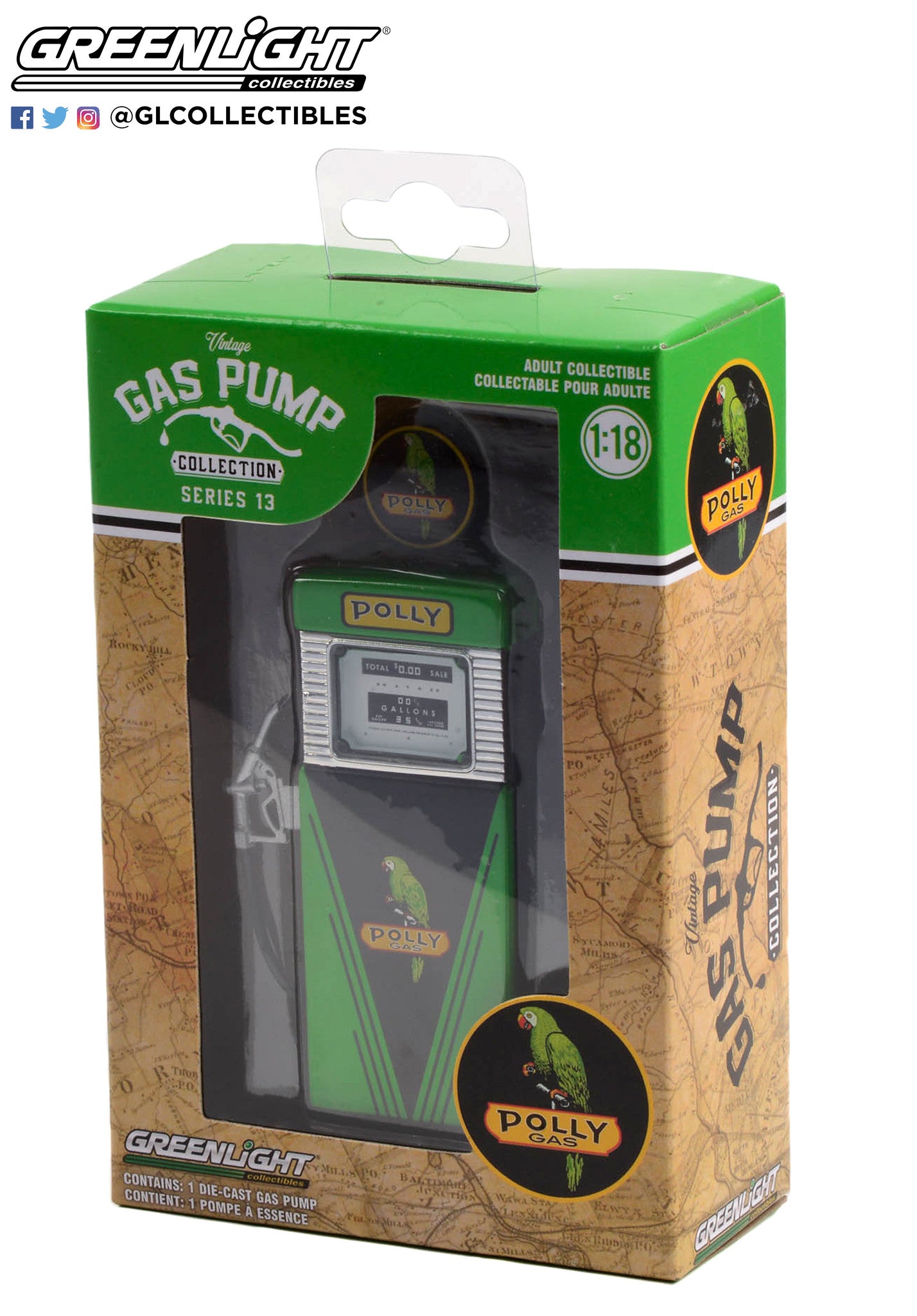 GreenLight 1:18 Vintage Gas Pumps Series 13 - 1951 Wayne 505 Gas Pump Polly Gas 14130-B