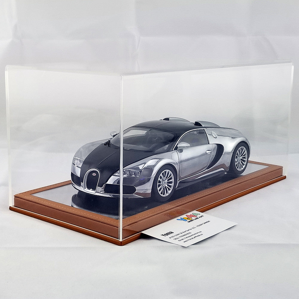 YOMA Display Case Showcase Clear Cover and Mirror Brown Base DB32LMBR