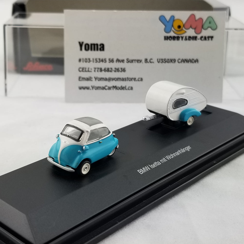 Schuco 1:87 BMW Isetta Export with Home Trailer Caravan H0 452610300