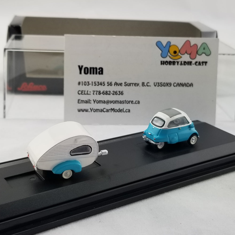 Schuco 1:87 BMW Isetta Export with Home Trailer Caravan H0 452610300