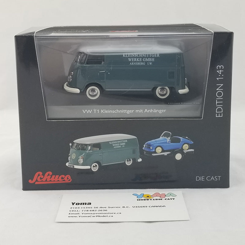 Schuco 1:43 Volkswagen T1c box van Kleinschnittger with trailer and Kleinschnittger F125 450374100