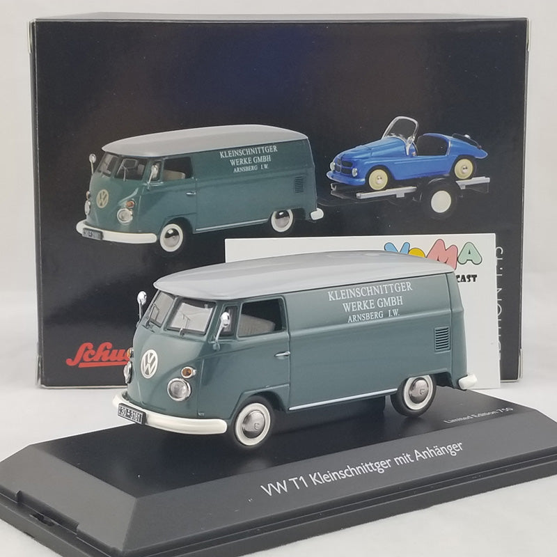 Schuco 1:43 Volkswagen T1c box van Kleinschnittger with trailer and Kleinschnittger F125 450374100