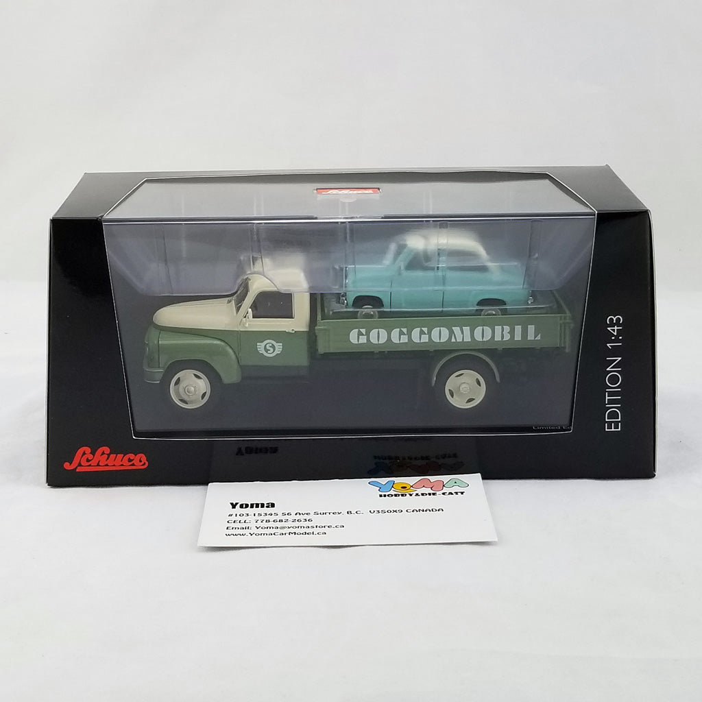 Schuco 1:43 Hanomag L28 Pritsche mit Goggomobil Goggomobil-Service 450293800