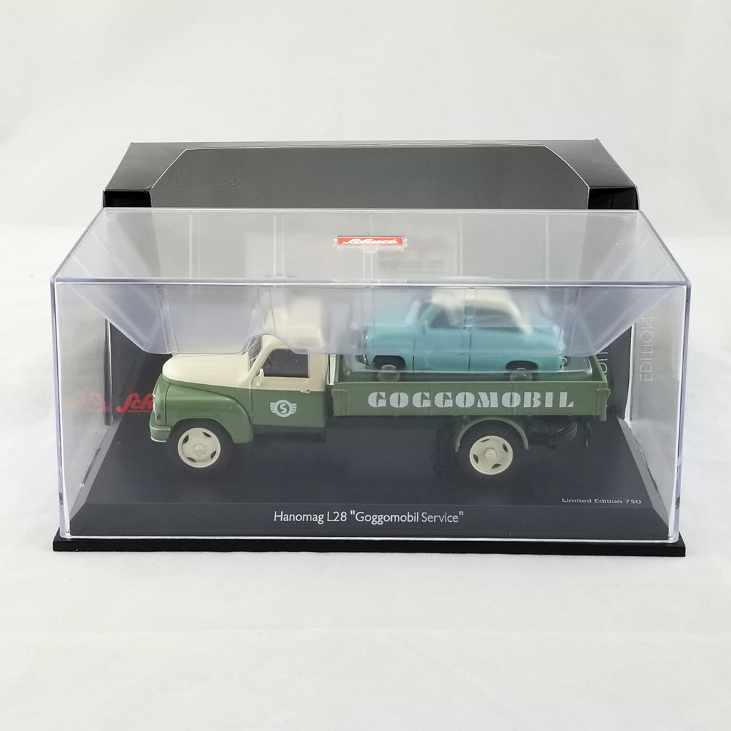 Schuco 1:43 Hanomag L28 Pritsche mit Goggomobil Goggomobil-Service 450293800