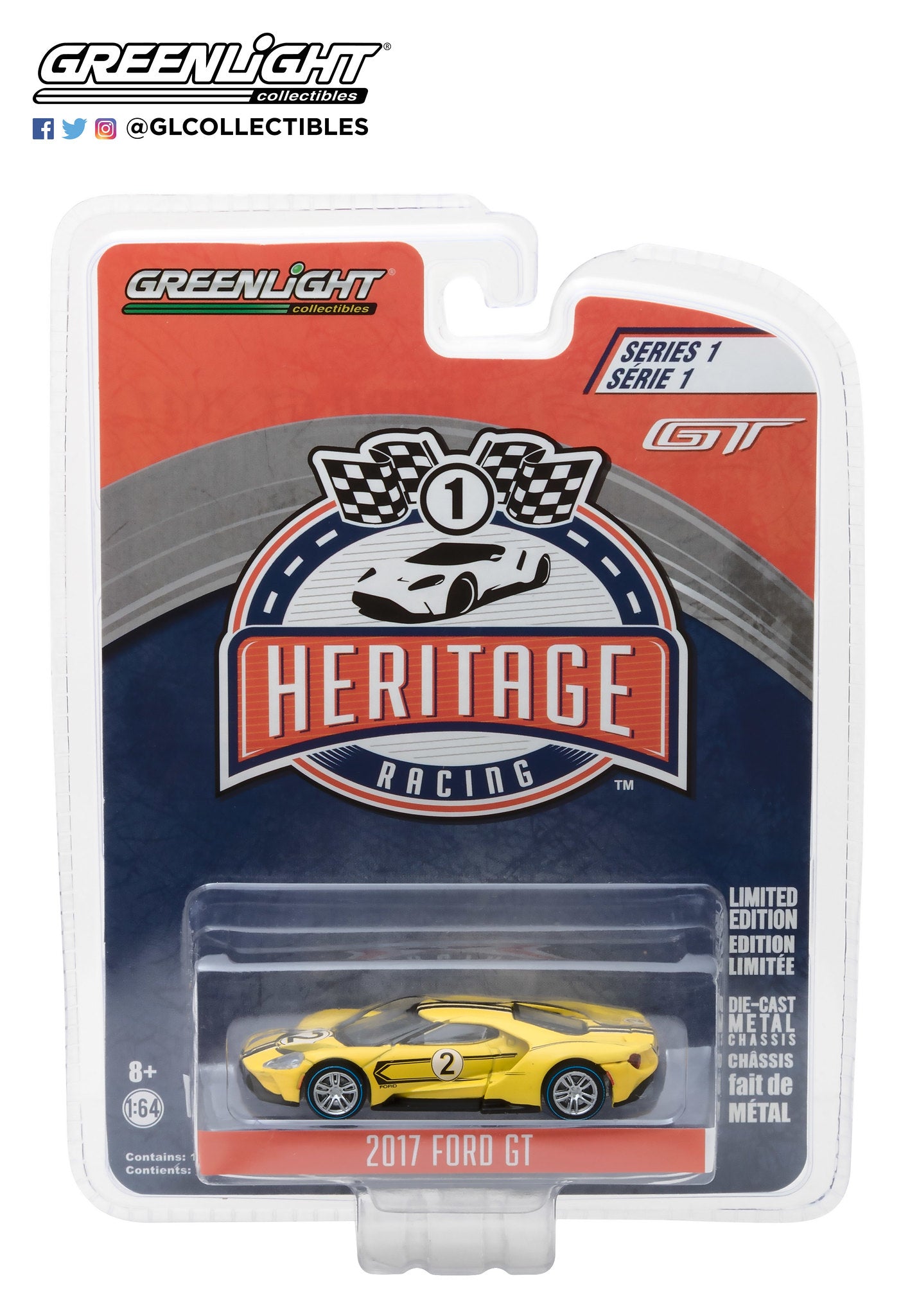 GreenLight 1:64 Ford GT Racing Heritage Series 1 - 2017 Ford GT 1967 #2 Ford GT40 Mk.IV Tribute 13200-E