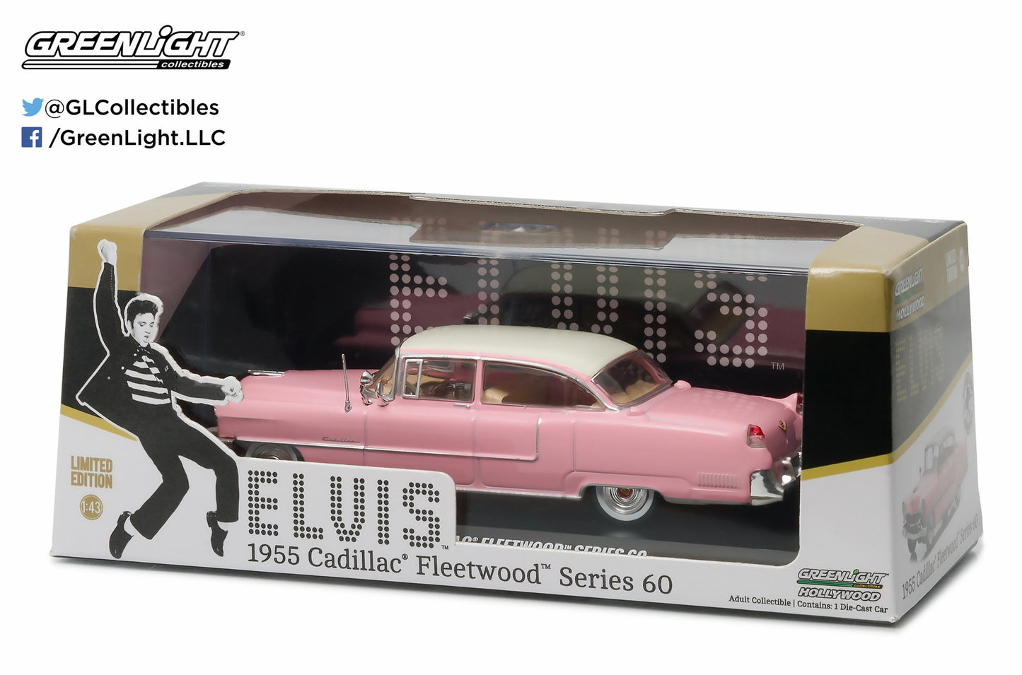 GreenLight 1:43 Elvis Presley (1935-77) - 1955 Cadillac Fleetwood Series 60 "Pink Cadillac" 86491