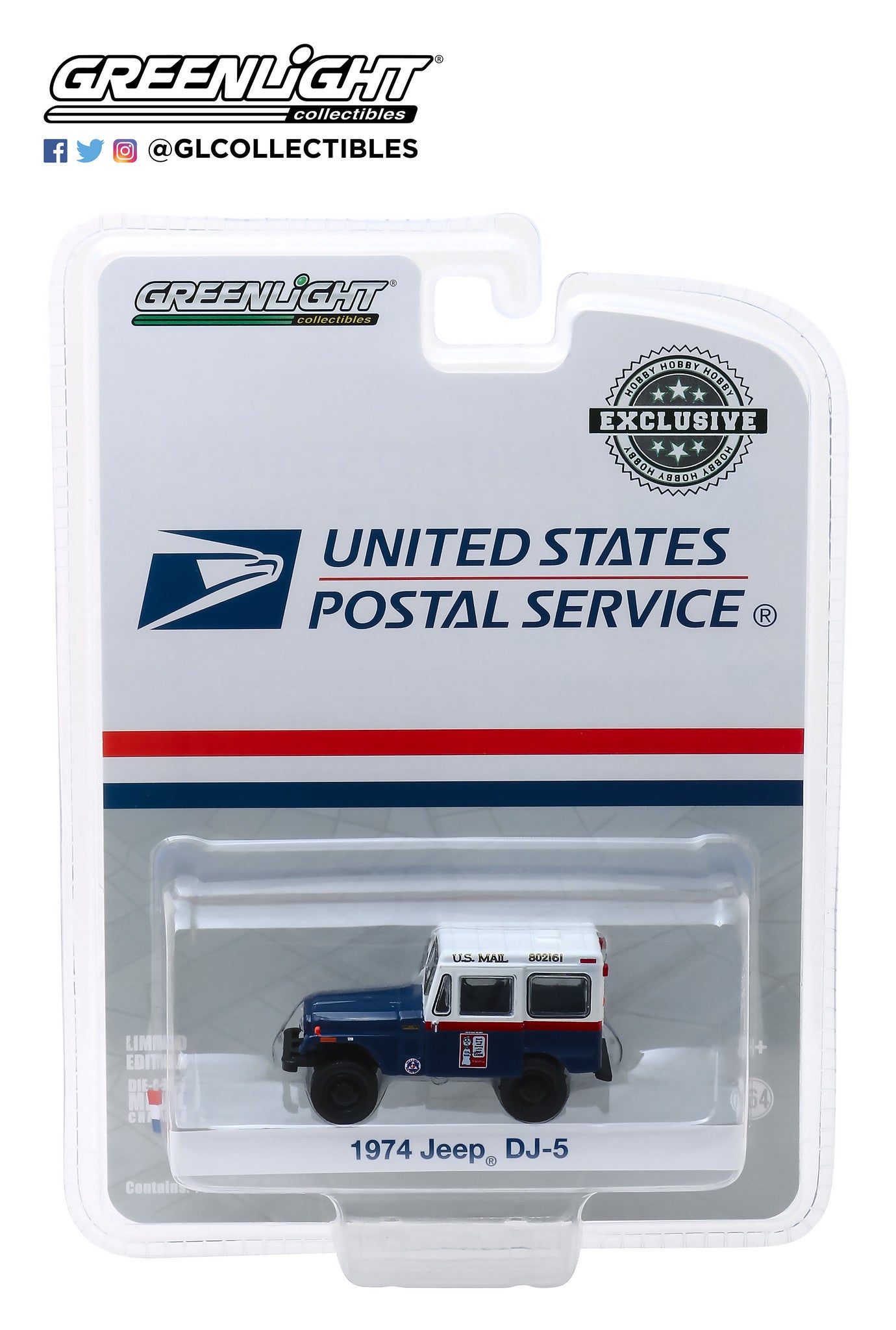 GreenLight 1:64 1974 Jeep DJ-5 U.S. Mail Civil Defense Don not tie up mail service…use ZIP CODE 30070