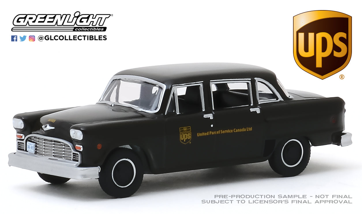 GreenLight 1:64 1975 Checker Taxicab Parcel Delivery - United Parcel Service (UPS) Canada Ltd (Hobby Exclusive) 30128